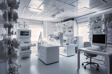 White Plastic Medical Laboratory Interior