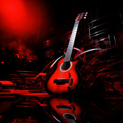 Music background in red and black