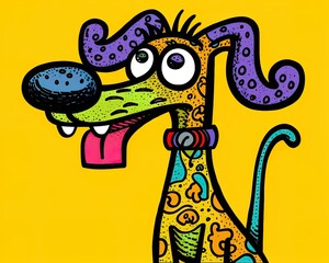 Dog shaped like a cat cartoon style Generative AI 