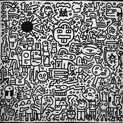 Doodle Art Monochromatic, on Paper Generative AI 