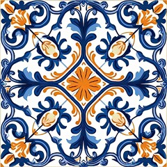 Fototapeta na wymiar Traditional Portuguese Tile Pattern: Repeating Beauty in Vibrant Colors Generative AI 