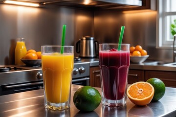 Fototapeta premium fresh juice on a kitchen