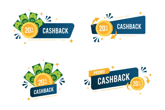 Professional Cashback label design collection for marketing promotion vector design 