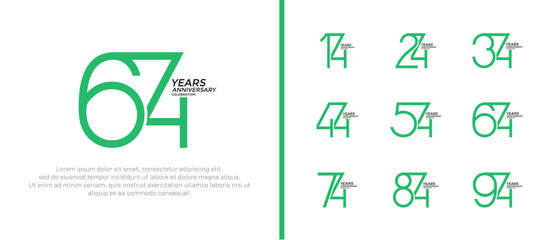 set of anniversary logo green color on white background for celebration moment