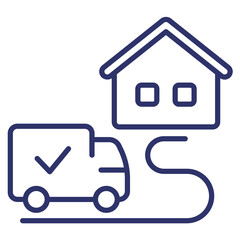 Home delivery line icon with a van