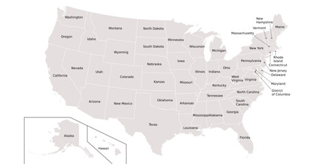 Name of the USA, United States Countrys America Map. Vector file SVG