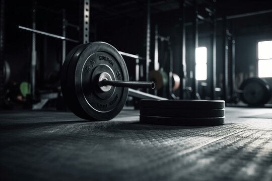 Gym equipment for weightlifting during training. Generative AI