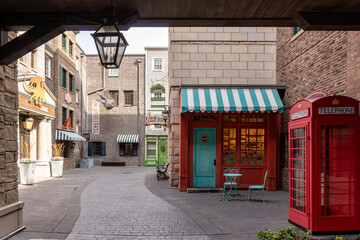 Naklejka premium Verona, Wisconsin: Epic Epic campus. Epic Systems Corporation healthcare software company. Wizards Academy Campus with Dilly'd Alley of storefronts selling magical goods.