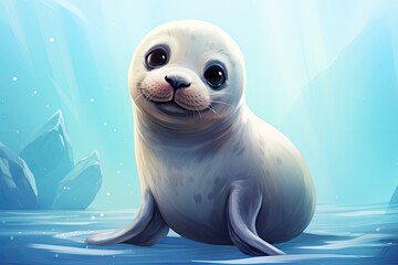cute little baby seal illustration