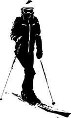illustration of a girl skier - obrazy, fototapety, plakaty