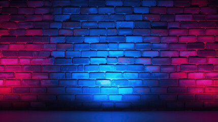 Abstract image of Studio dark room with lighting effect red and blue on concrete wall gradient background for interior decoration.