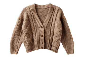 Cozy Comfortable the Knitted Cardigan sweater isolated on a transparent background, Generative Ai - obrazy, fototapety, plakaty