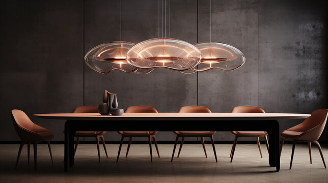 Modern table with chairs and accent lighting