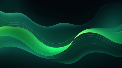 Abstract green vector ripples on dark background