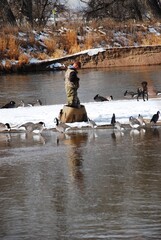 Naklejka premium Waterfowl hunting on the Platte River