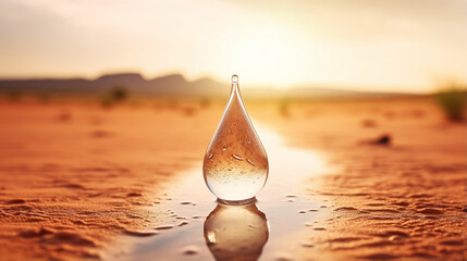 Desert sand with water drop - obrazy, fototapety, plakaty