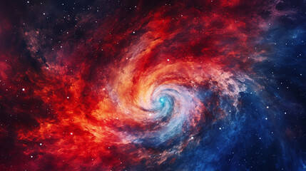 Abstract galaxy swirls in red and blue colors