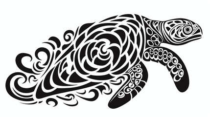 Fototapeta premium Turtle tattoo design on a white background