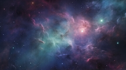 Obraz na płótnie Canvas Cosmic nebula background with stars and gases