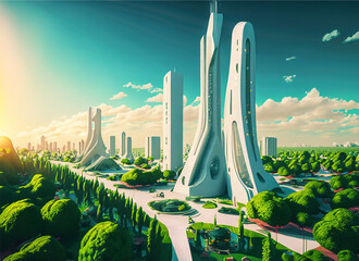 Utopian future city  with generative ai