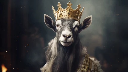 Deurstickers A goat with a crown symbolizing the greatest of all time © Kiss