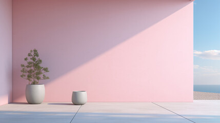 Pink wall mockup house background 