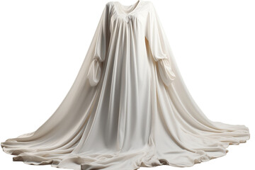 White Silk Gown isolated on a transparent background, Generative Ai