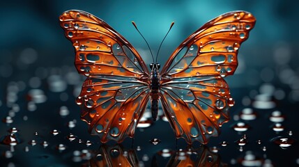  a butterfly with water droplets on its wings and wings spread out.  generative ai