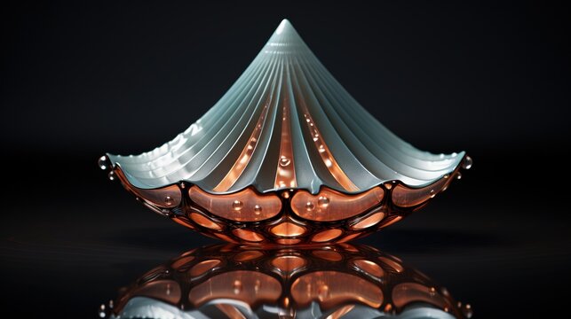  a decorative glass bowl with a reflection on the surface of the bowl.  generative ai