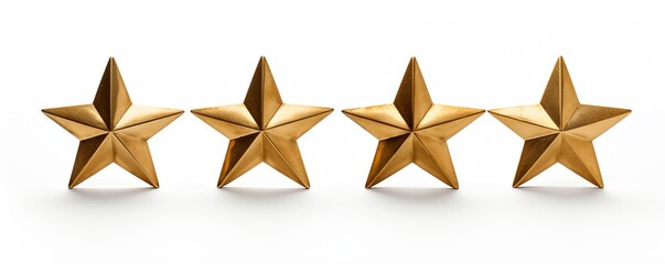 One to five star review, 3d golden stars isolated on white background, ready to use.