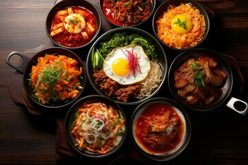 Variety of Korean dishes 🍛 Asian cuisine 🍜. Generative AI