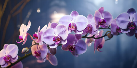 purple orchid flowers - obrazy, fototapety, plakaty