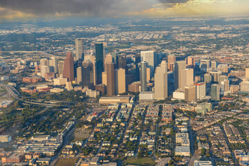 Fototapeta premium Aerial view of Houston Texas - Bird eye view of the city in the USA. 