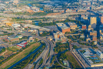 Aerial view of Houston Texas - Bird eye view of the city in the USA. 