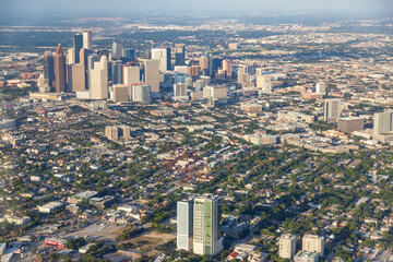 Aerial view of Houston Texas - Bird eye view of the city in the USA. 