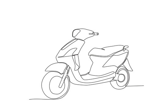 Front view of a motorcycle. Motorcycle one-line drawing
