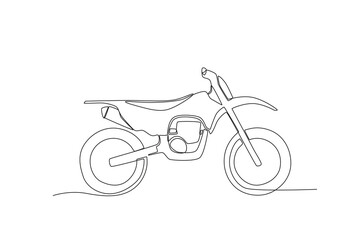 Side view of a motocross. Motorcycle one-line drawing