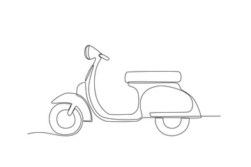A scooter motor. Motorcycle one-line drawing