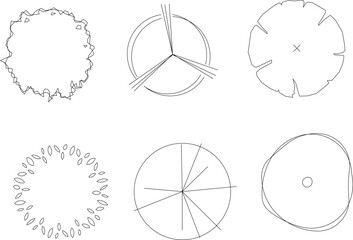 Vector sketch illustration of top view plant logo symbol design for plans and layouts