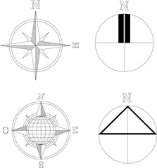 Vector sketch illustration of cardinal direction logo symbol architectural design for map