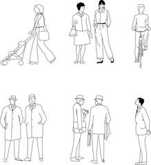 Vector sketch illustration design of people doing various activities to complete the image