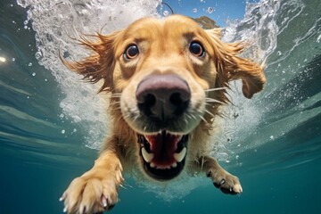 Canine scuba diving adventure. Generative AI