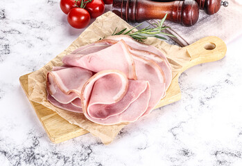 Slices of natural organic ham