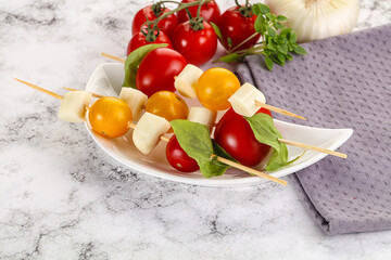 Italian caprese salad kebab stick
