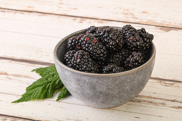 Natural organic blackberry in the bowl