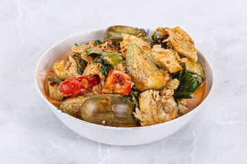Thai red spicy curry with chicken