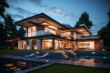 Contemporary homes emphasizing energy efficiency and sustainability. Generative AI