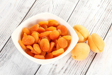 Dried apricot heap in the bowl