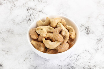 Cashew nuts heap in the bowl