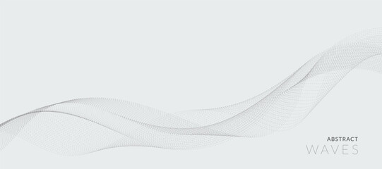 Abstract grey wavy lines vector background. Vector modern gray background template. Dotted wave lines.